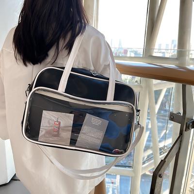 Neue transparente Ausweis-Pendler-Windschmerztasche Babytasche weiblich niedlich JK-Uniformtasche tragbar Student zweidimensionale Umhängetasche