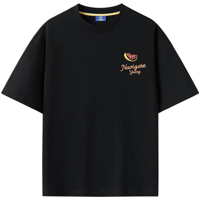 NVG·YOUNG Men s Sailboat Embroidered Heavy Cotton T-Shirt XL