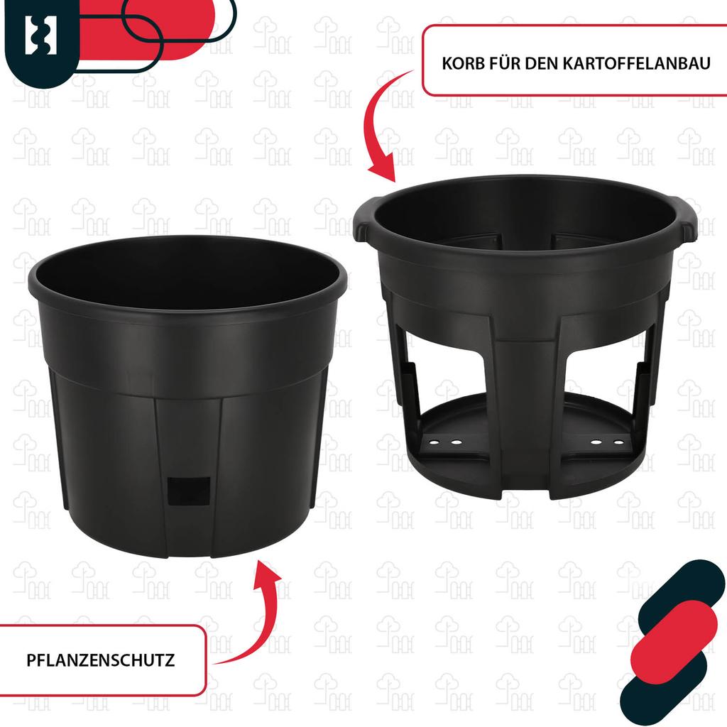 Pot for growing potatoes on the balcony, black, 29.5 cm, set of 3