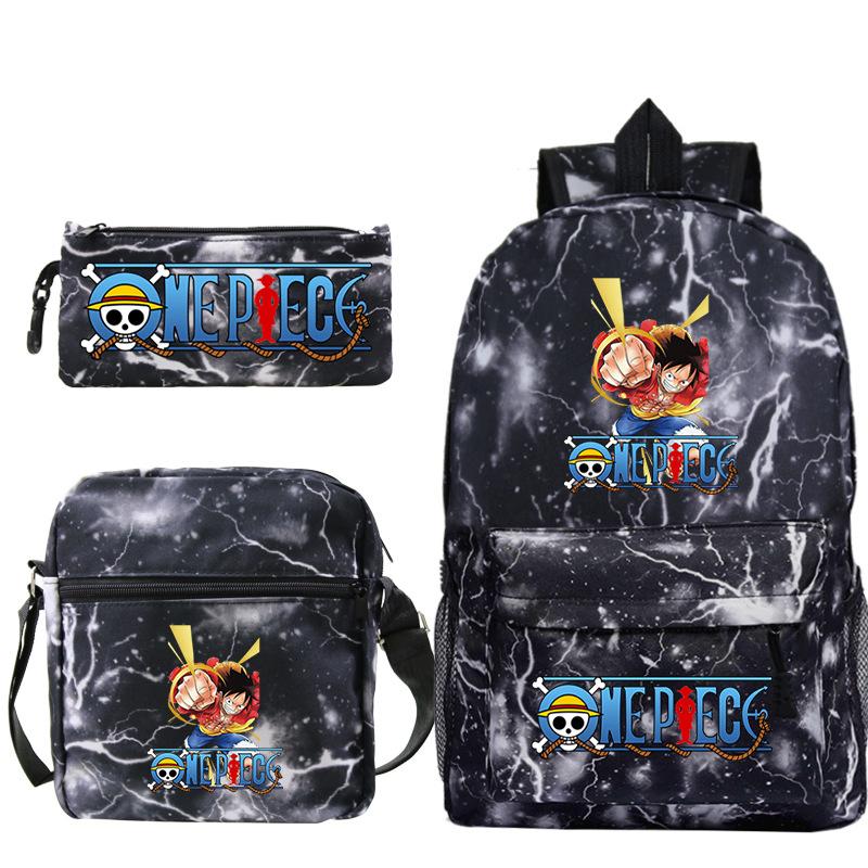 Cartoon Printed Teen Backpack Men's and Women's Student School Bag Three-piece Combination