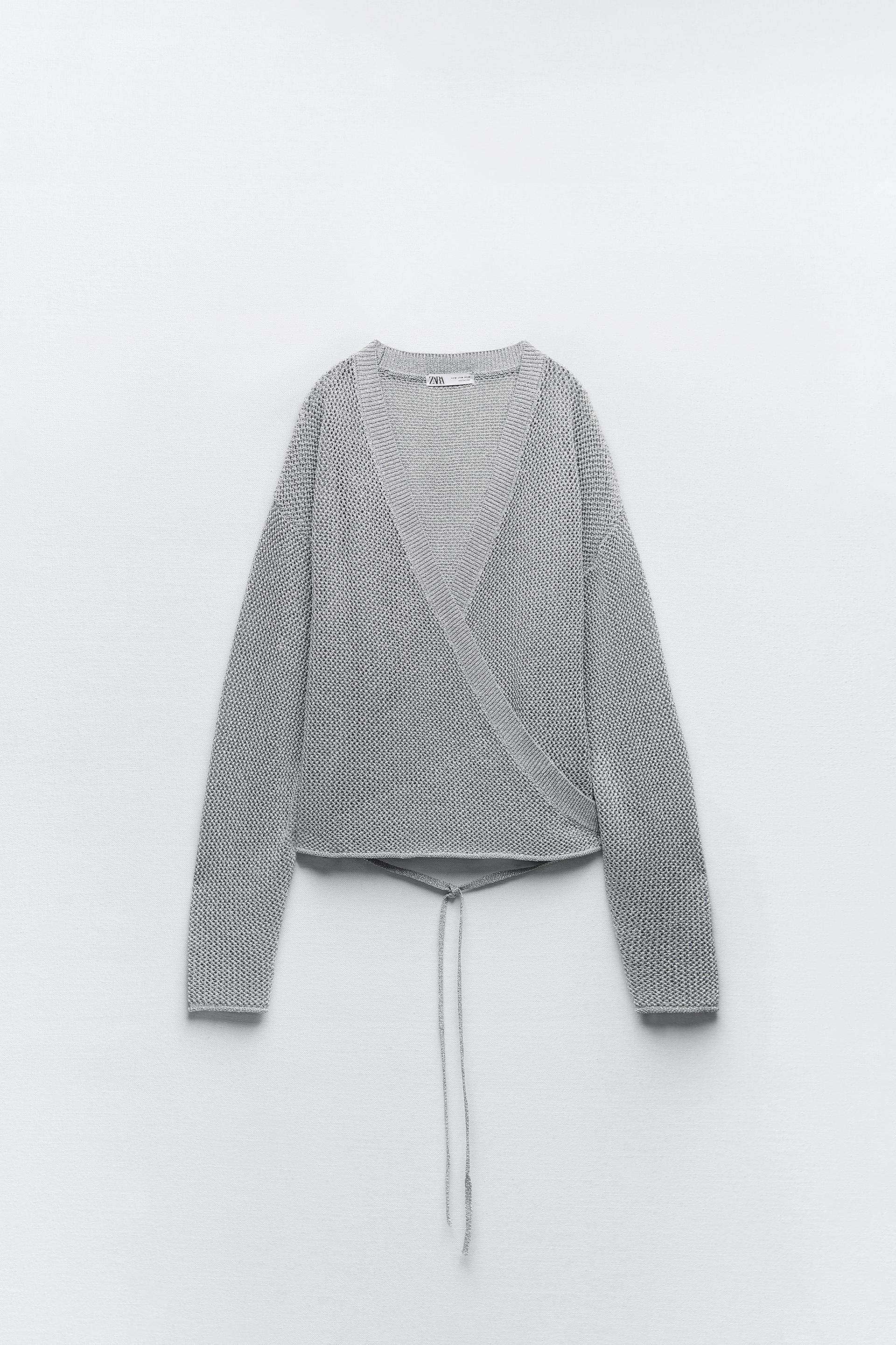 

ТРИКОТАЖНЫЙ КАРДИГАН С ЗАПАХОМ С МЕТАЛЛИЧЕСКОЙ НИТЬЮ