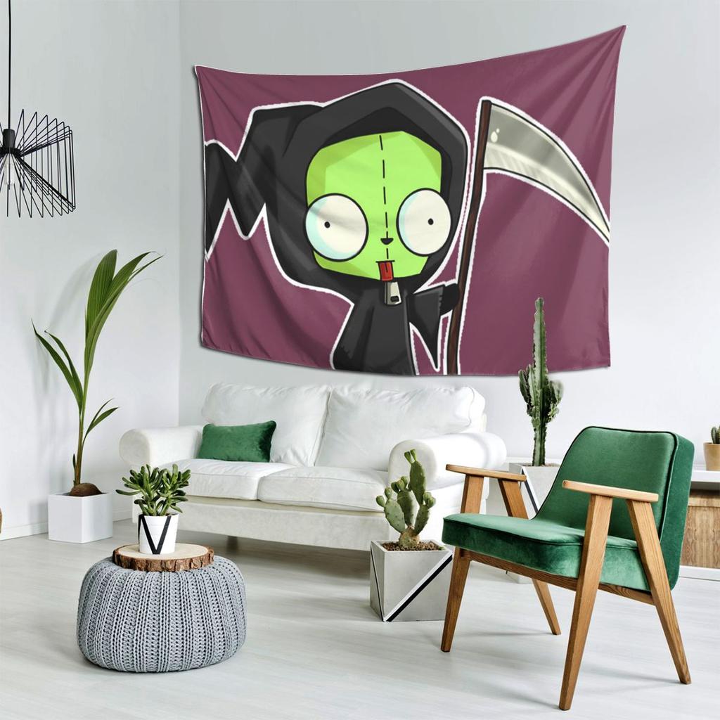 Invader Zim Gir Spooky Tapestry Decor Art Aesthetic Tapestries for Living Room Bedroom Home Wall Cloth Wall Hanging