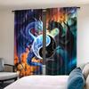 Set Of 2 Dragon Curtains Fantasy Galaxy Cloud Black White Yin Yang Bedroom Room Living Made Polyester Great Window Treatment