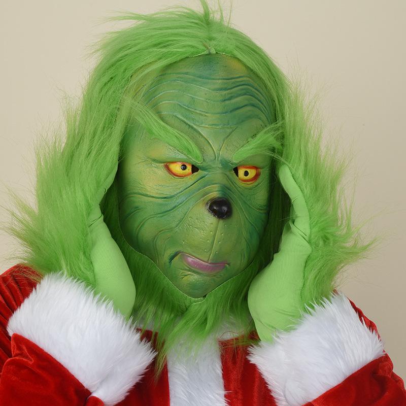 Grinch Green Costume For Adults And Kids Christmas Costumes Party Outfit With Mask Headpiece For Holiday Festivities