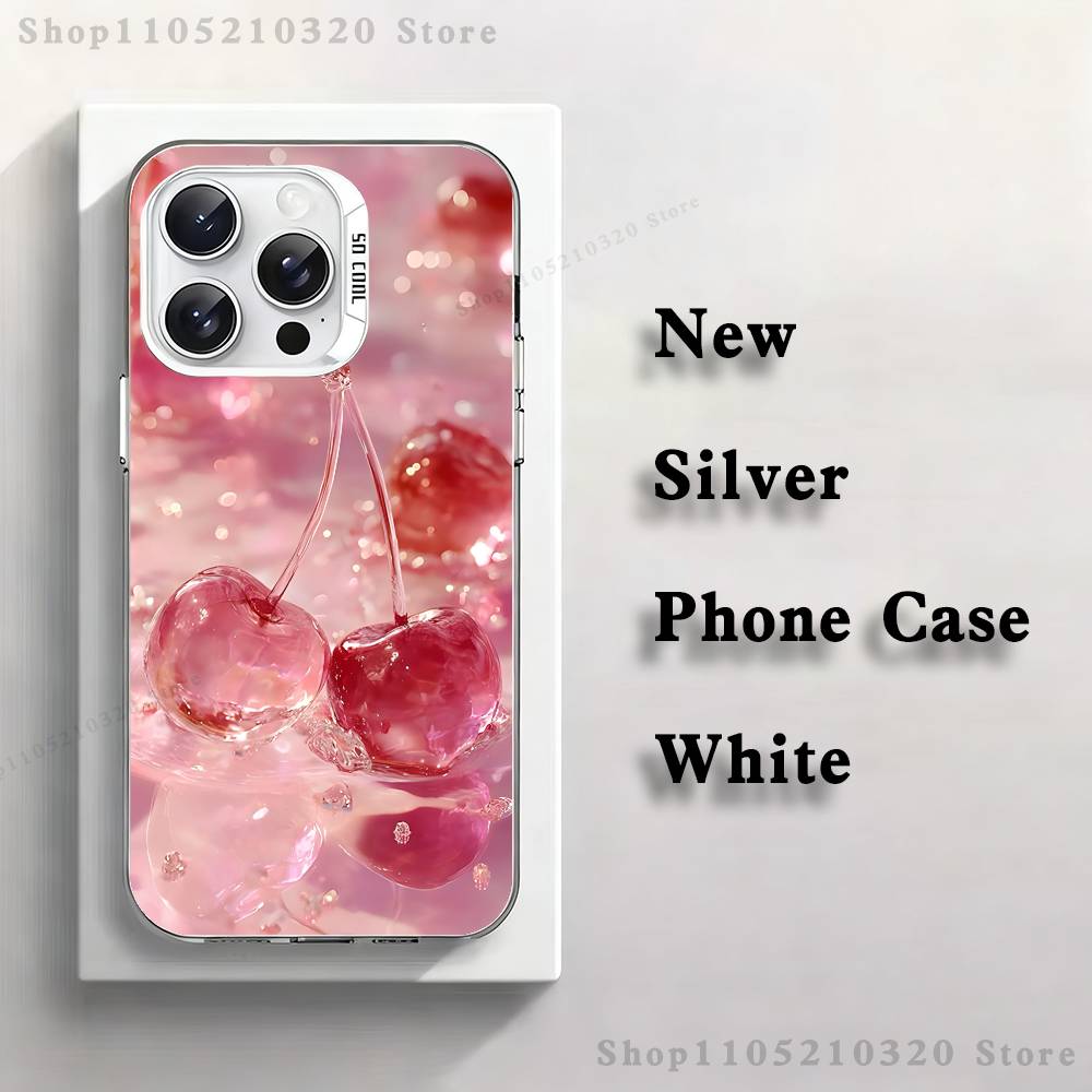 

Crystal Cherry Phone Case For iPhone 17,16,15,14,13,12,11,Pro,XS,Max,Plus,Mini,SE4,E white Matte Shockproof Cover iPhone16promax