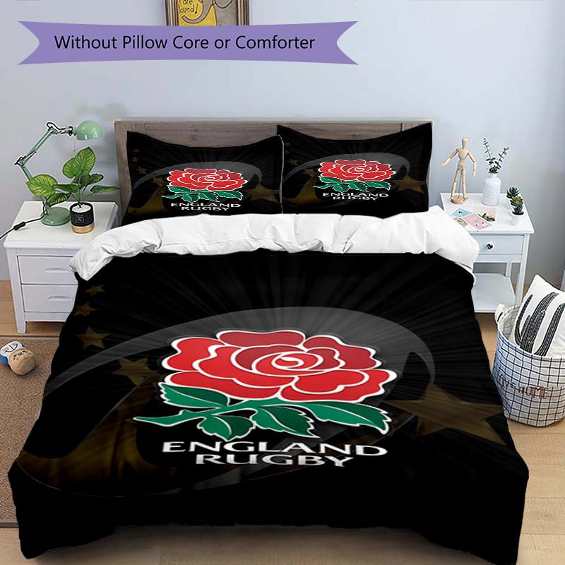 Set Biancheria da Letto Rugby Inghilterra 3 Pezzi Copripiumino Chiusura Include 1 Copripiumino & 2 Federe, Morbido e Confortevole per Tutte le Stagioni.