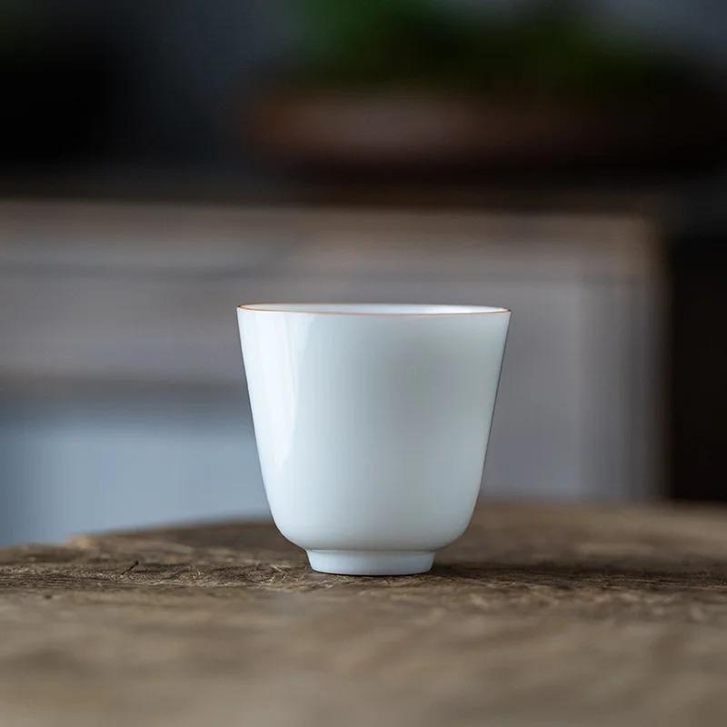 Thin Tire Kung Fu Tea Cup Ceramic Whiteware Single Cup Ceramic Teacup Master Cup Tea Set Small Tea Bowl Ceramic Teacups