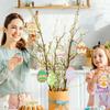 10pcs Easter Egg Unfinished Wood Ornaments Wood Slices DIY Crafts Unfinished Wooden Easter Ornaments with Hemp Rope for Easter