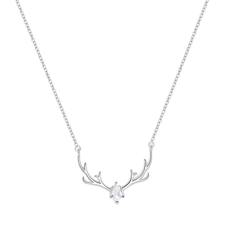 All the Way, You Have an Elk Necklace, a Small Fresh and Exquisite Blue Diamond Antler Pendant Gift for Women.