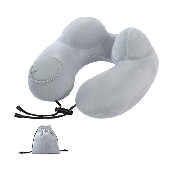 Inflatable Pillow U-Shaped Neck Support Full Filling Portable Nap Cushion Inflatable Headrest Cushion with Storage