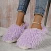 Fashion Womens Shoes New Spring Autumn Fashion Cosplay Luxury Fluffy Faux Fur Flat with Slip-on Basic Casual Soild Round Toe Slippers
