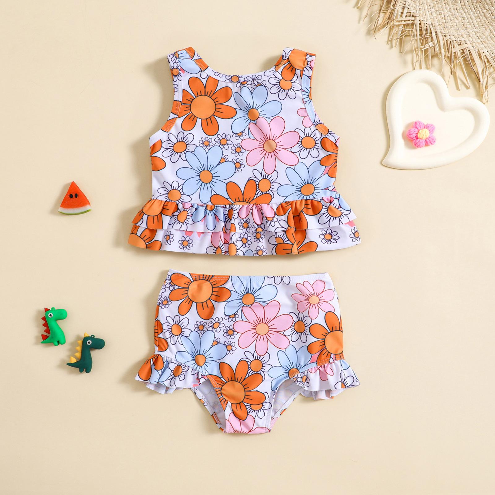 

Girls Floral Print Two-Piece Swimsuit Set - Exclusive Design 100