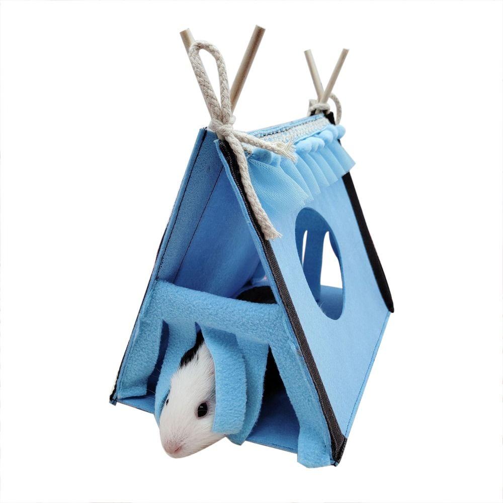 

Складная палатка-кролик, скрытая палатка из фетра, гнездо для хомяка в углу, укрытие, домик-палатка для кролика, морская свинка синий
