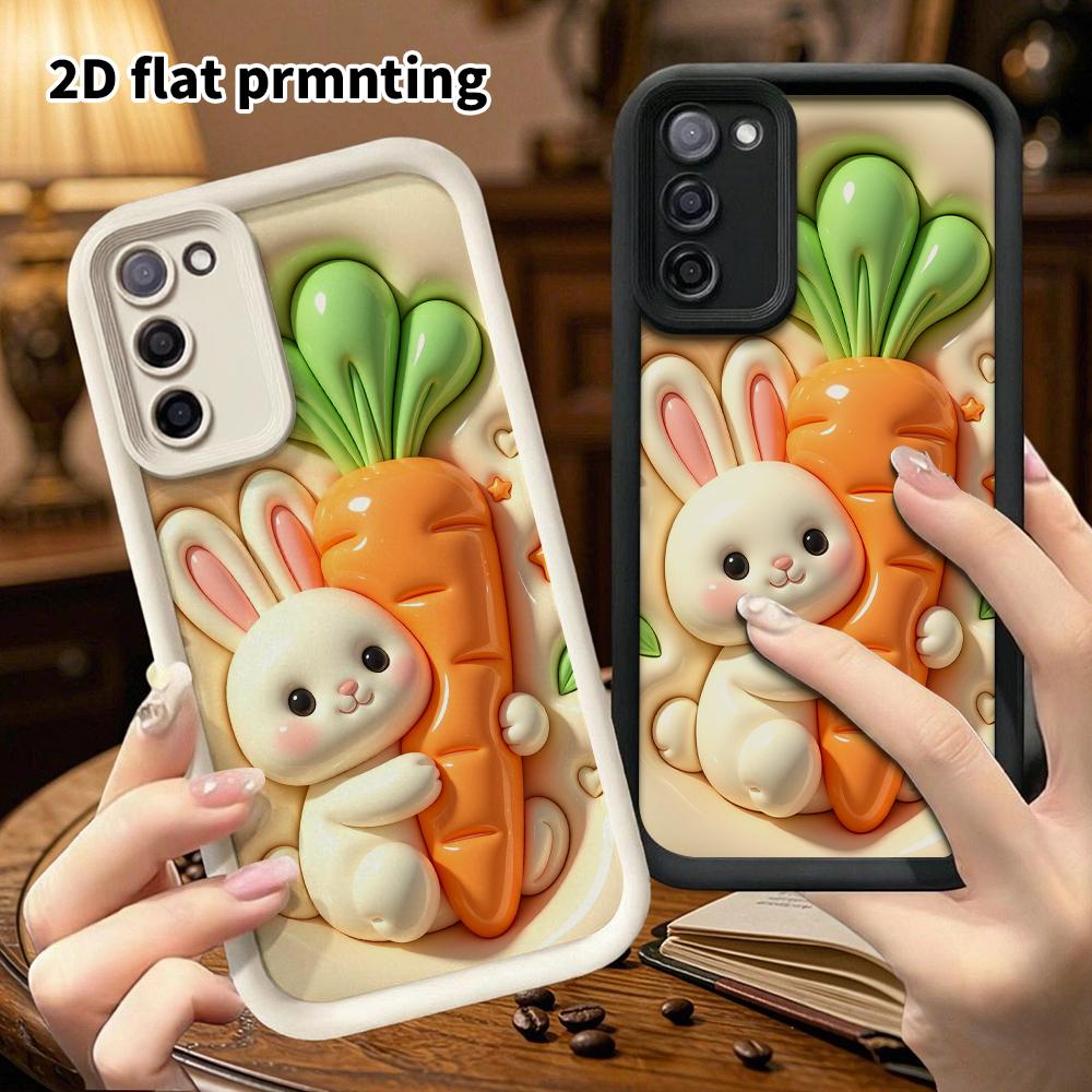 Phone Case: 2D Flat Design Suitable for Samsung Galaxy A34 A35 M05 M06 S20 S22 S21 FE Plus 5G Protective Case, Hugging a Carrot Rabbit, Perfect Christ