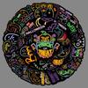 50 Neon Halloween Doodle Stickers Personalized Cartoon Festival Decoration Mobile Water Cup Creative Stickers