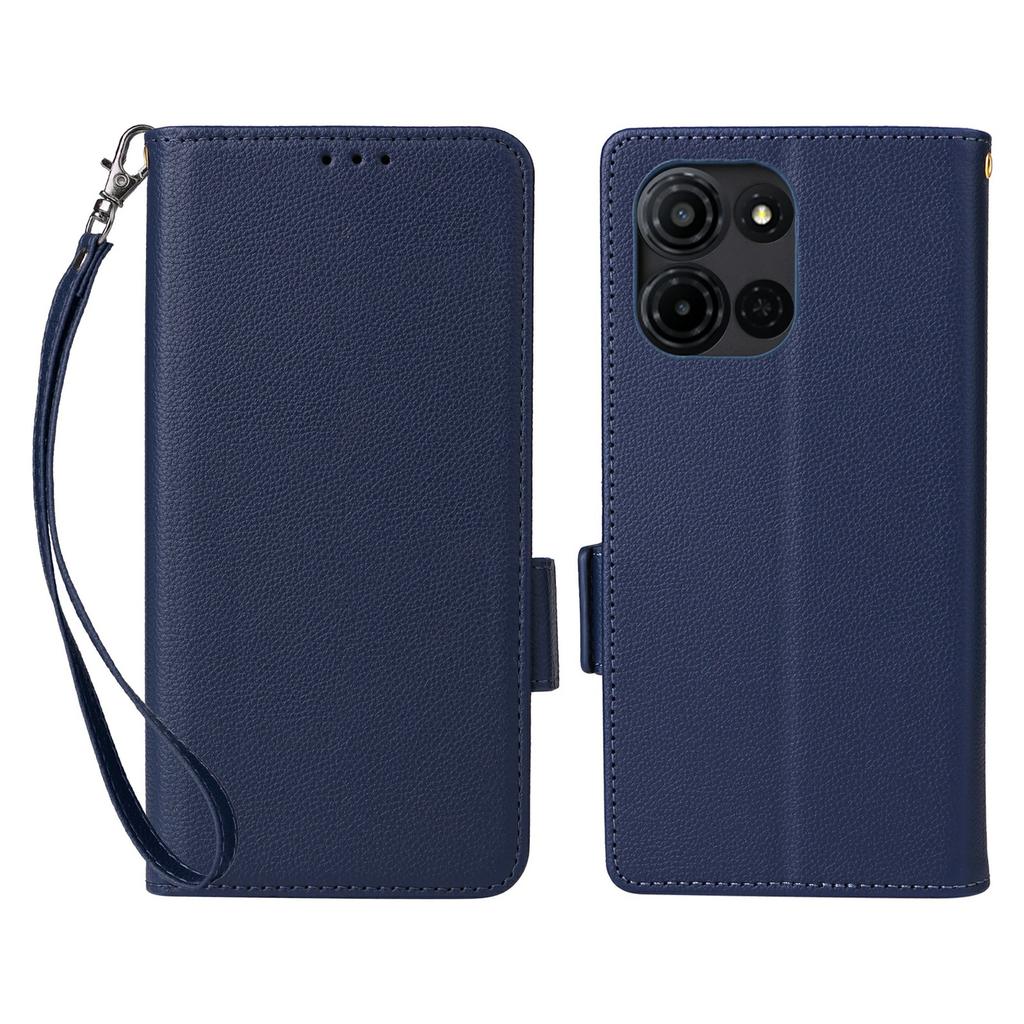 For TCL K33 5G/K32 5G Case Litchi Texture Wallet Leather Phone Cover with Wrist Strap
