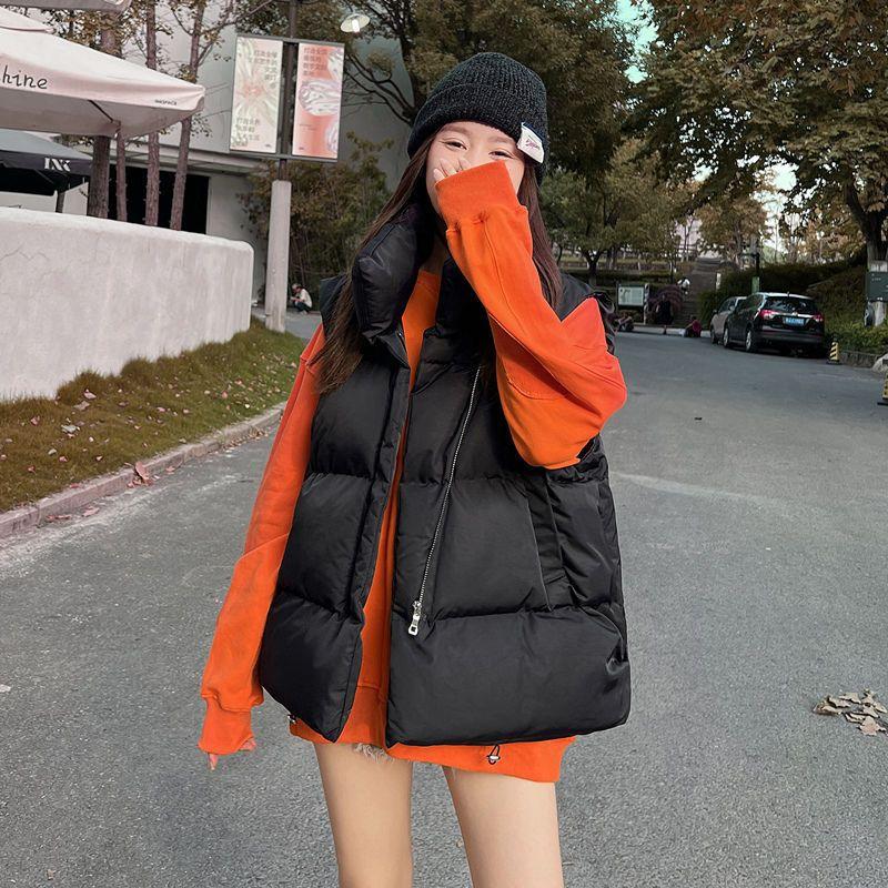 

Женская одежда Осень и зима Короткий хлопковый жилет Корейская версия Свободный и тонкий пуховый хлопковый жилет Жилет Жилет Жилет Универсальная куртка 2XL 145-82.5 kg чёрный