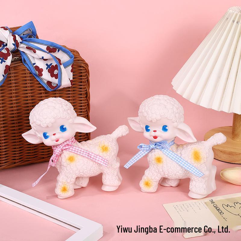 Retro Showa Little Sheep Desk Ornament: Handmade Home Decoration for Office & Room