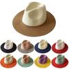 Summer Color Matching Panama Straw Hat Men's and Women's Jazz Top Hat Vacation Beach Hat Travel Sun Hat