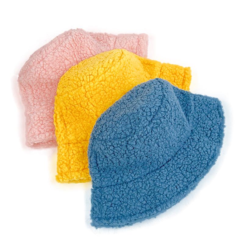 Women's Winter Lambswool Bucket Hat – Japanese Trend, Fleece-Lined, Thick and Solid Color