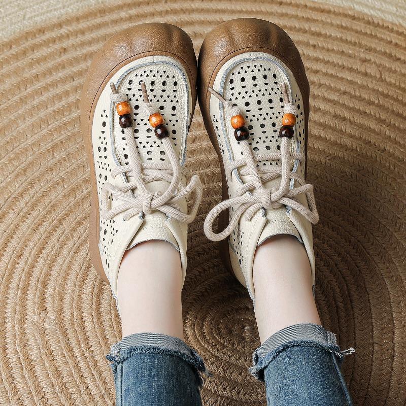The First Layer of Cowhide Summer Thick-soled Hollow Small Short Boots Retro Breathable Martin Boots Genuine Leather Boots Women's Cool Boots