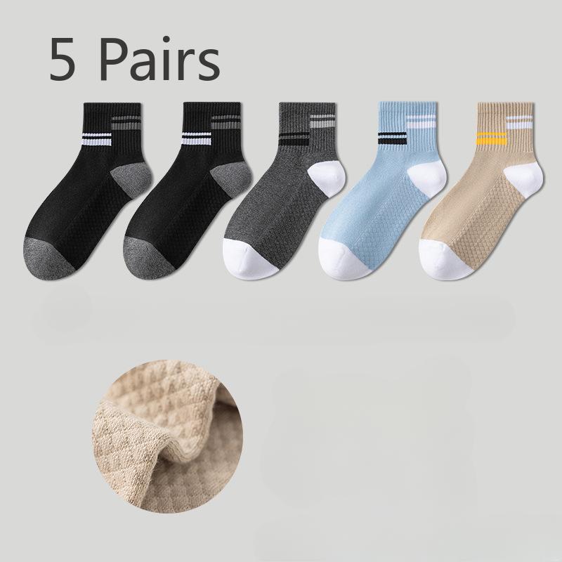 

5 пар носков мужские летние тонкие хлопковые антибактериальные против запаха средней длины прочные летние спортивные баскетбольные носки мужские дышащие 5 pairs