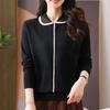 Women's Mid-Aged Long Sleeve Lapel Knit Top
