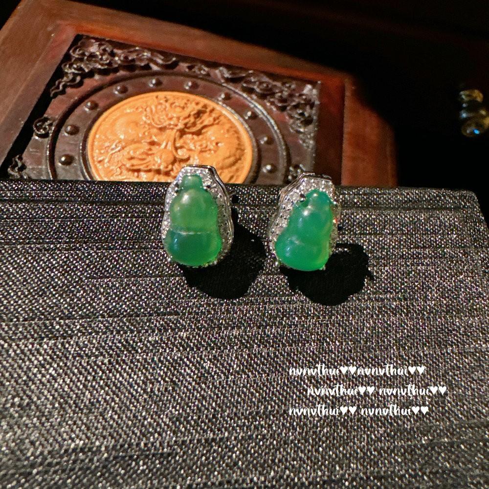 Ancient Gold Filigree Flower Gourd Zircon Bracelet, New Chinese Style, Chalcedony Gourd Fulu Earrings, Set