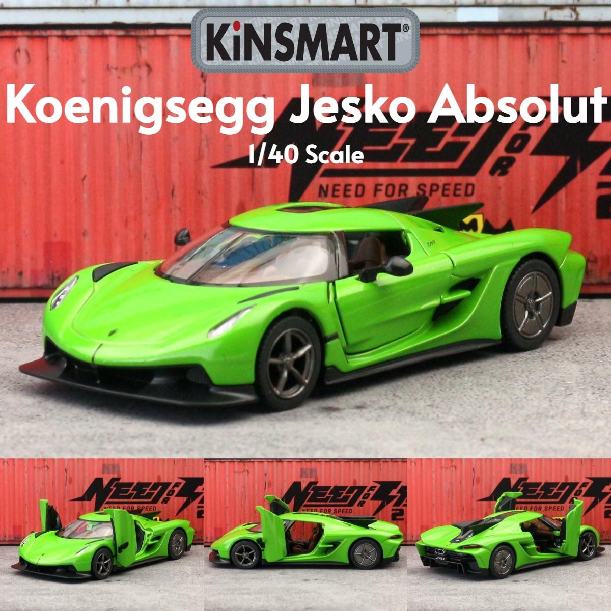 

KiNSMART Toy Car Model 1/40 Koenigsegg Jesko Absolut Super Sport Diecast Miniature Pull Back Vehicle Collection Gift For Kid Boy зелёный