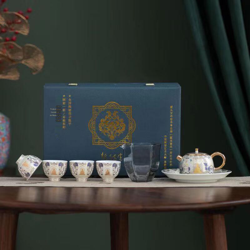 

Chaxun Handcrafted Ceramic Tangka Tea Ceremony Set