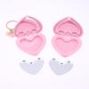 1Pcs Heart Shape Mini Empty Blush Powder Box Eye Shadow Container With Mirror And Aluminum Pan Key Chain Lipstick Packaging