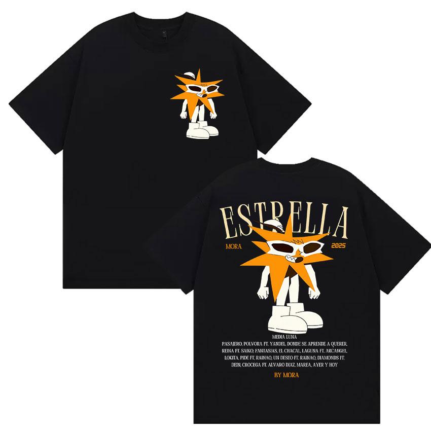 Rapper MORA Tour 2025 Summer Merch 100 Pure Cotton Printed Tshirt Mens Women Vintage High Quality FashionHip Hop Oversized