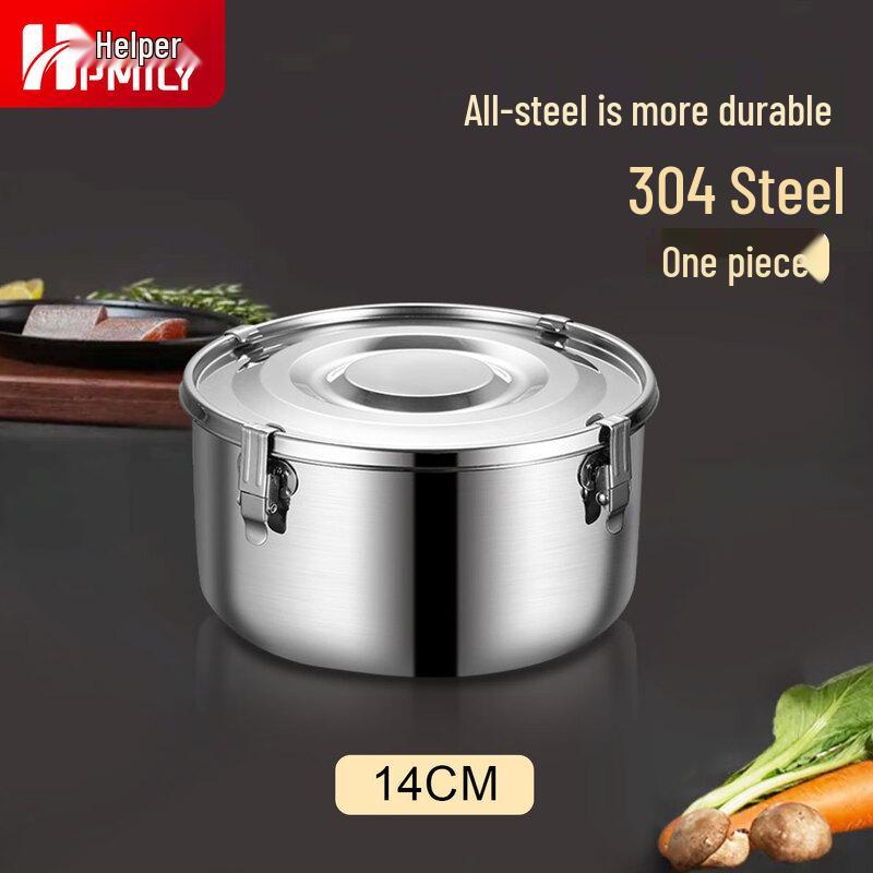 HPMILY 304 Stainless Steel Round Sealed Lunch Box