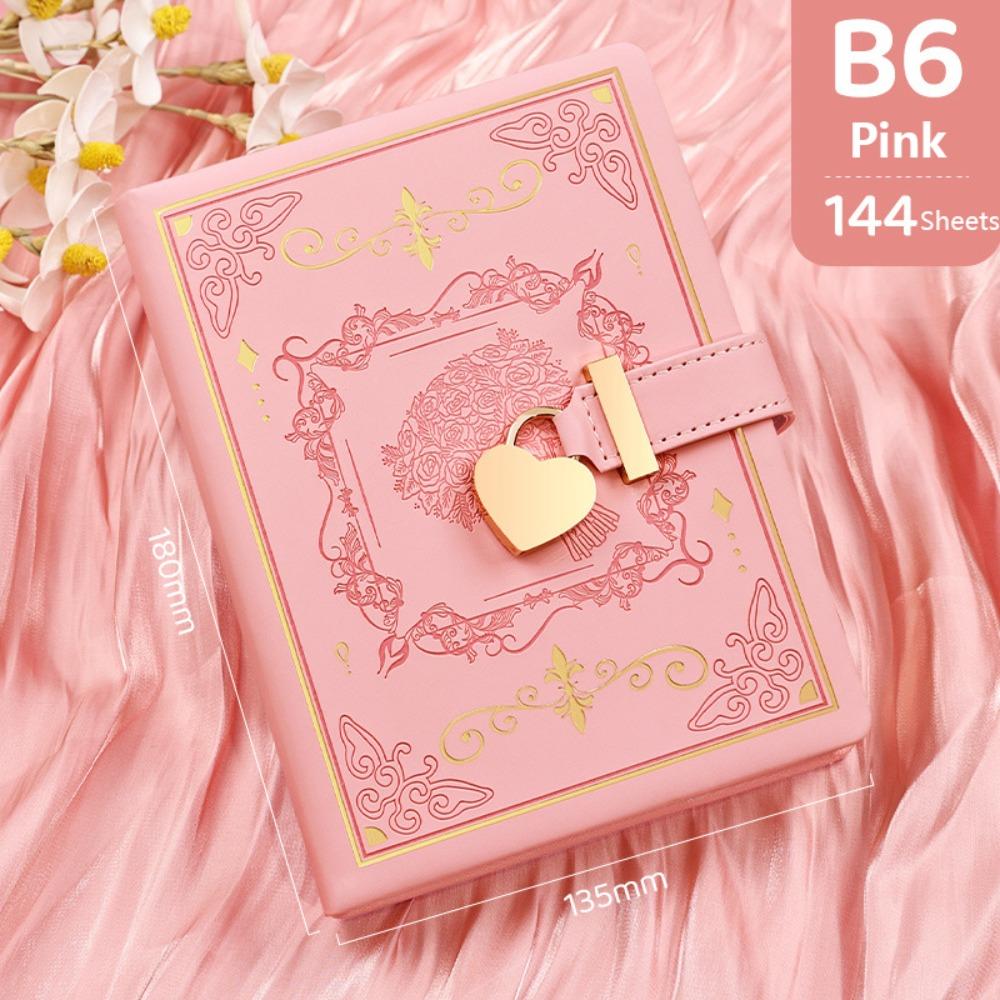 PU Leather B6 Secret Diary Book With Lock Key Secret Journal Portable Rose Code Book Women Girls