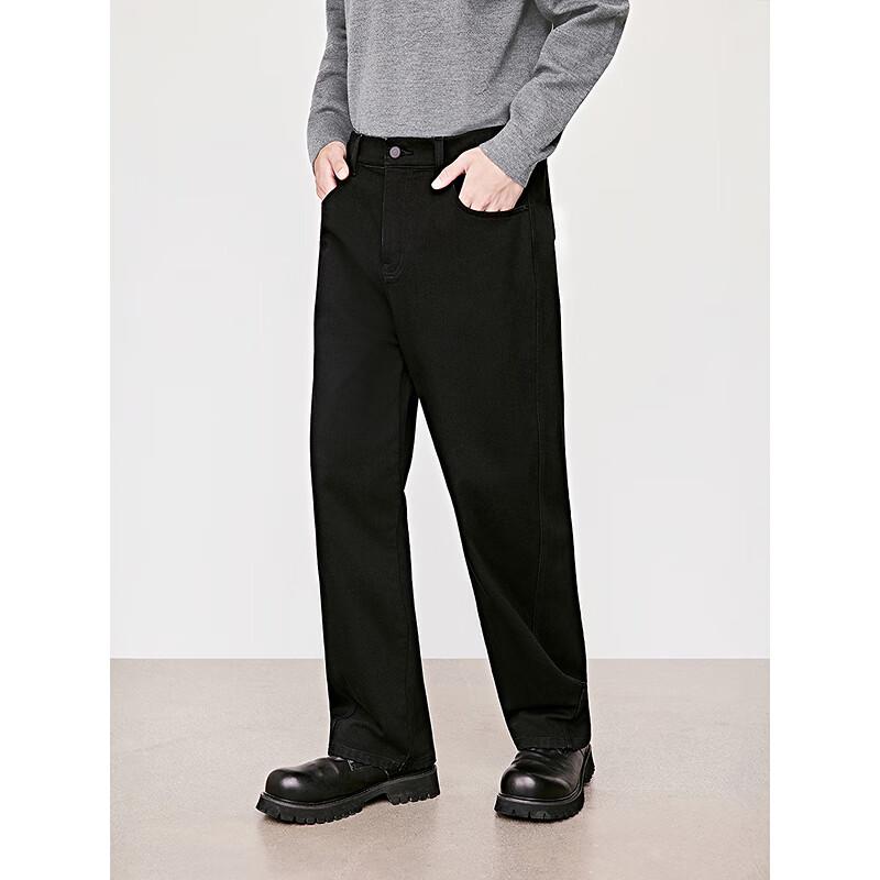 GXG Men's Black Volcanic Fleece Lined Loose Straight Leg Jeans