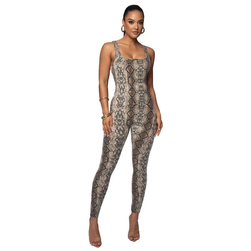 Women's Sleeveless Vest Onesie Threaded Square Neck Hip Lift Slim Sexy Jumpsuit