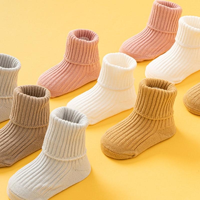 2pcs Anti Skid Toddler Socks Soft Crew Length Socks Middle Tube Design For Secure Movement On Hardwood Floors