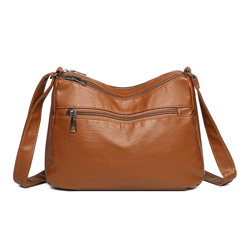 Double Layer Small Square Bag Soft Leather Mother Bag Large Capacity Single Shoulder Crossbody Bag