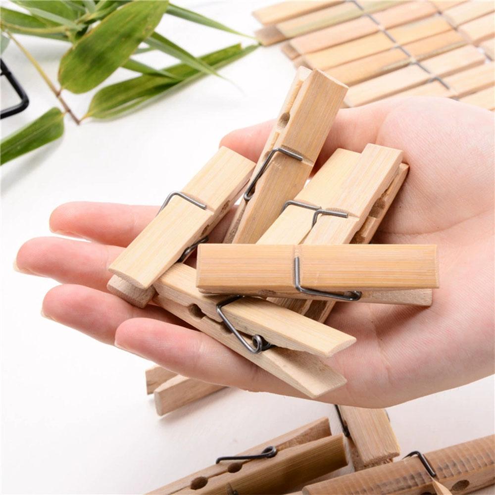 20pcs/pack Mini Bamboo Wooden Clothes Photo Paper Peg Clothespin Laundry Hangers Craft Clips