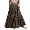 Women Maxi Skirt High Waist Ruffle Splicing Large Hem Long Skirt Pure Color