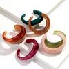 Smooth Round Acrylic Cuff Bangles for Women Vintage Exaggerated Jelly Color Smudging Bangle Wide Resin Bracelet Accessories