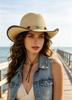 Cowboy Hat Western Male and Female Duck Tongue Fisherman Eaves Sunscreen Straw Hat Outdoor Shading Tourism Mountaineering Tibetan Self-operated