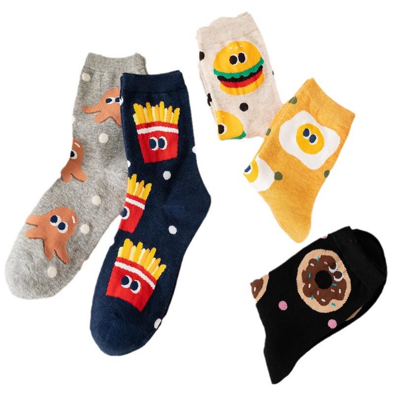 

Дондэмун Женские Милые Эмодзи Хлопковые Носки - Мультяшные Закуски До Средней Икры With Sock Card