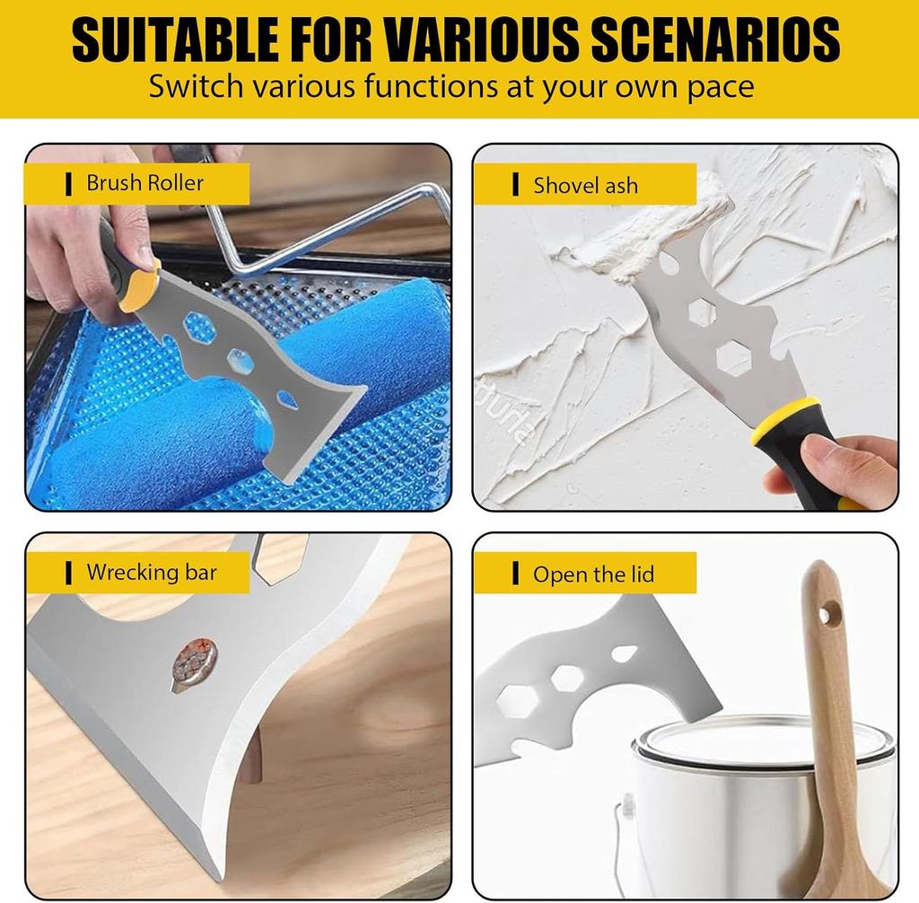 Putty Knife, 13 In 1 Paint Scraper, Stainless Steel Tool for Painting, Wall Repair, and Renovation