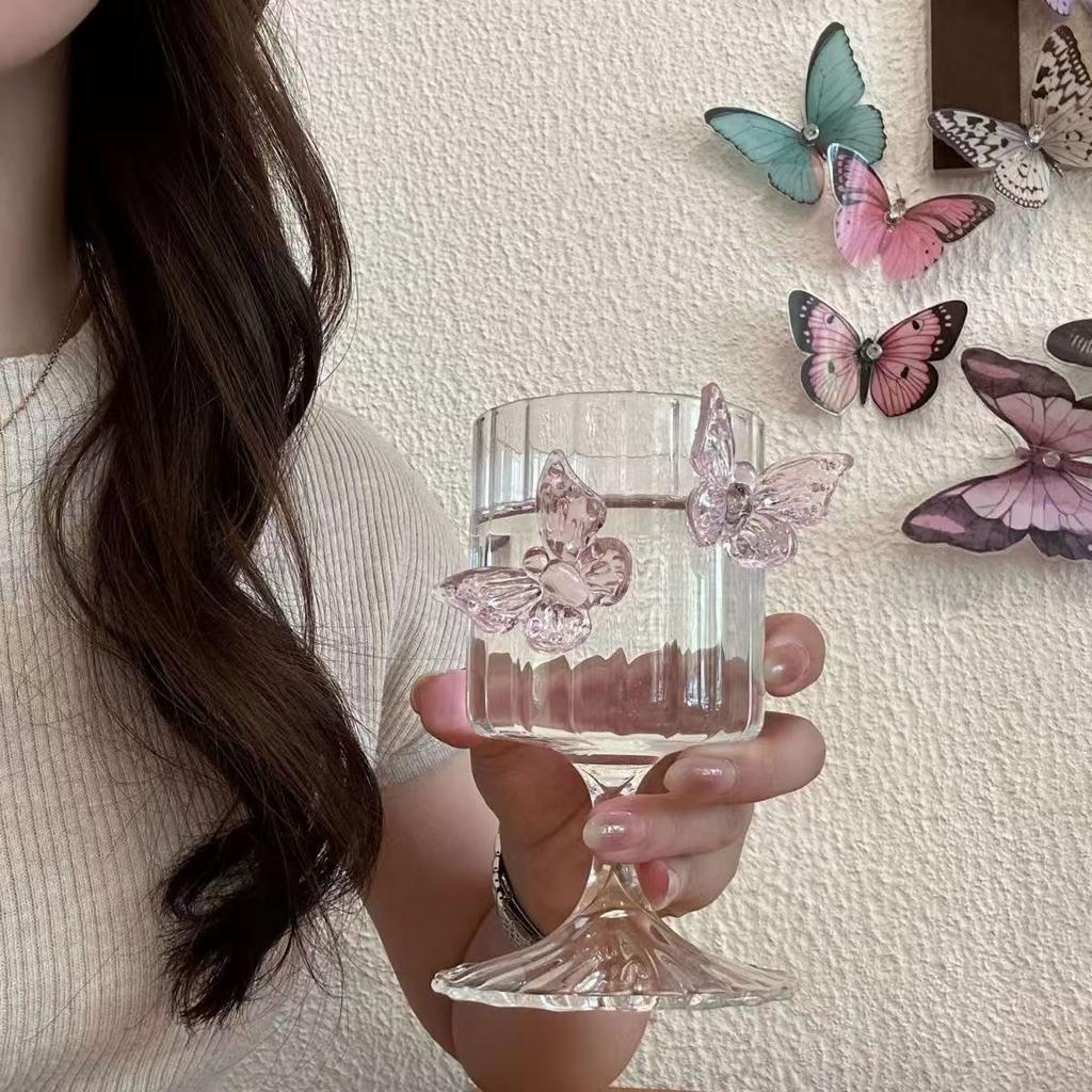 Fjärilscocktailglas Glas Vattenglas Rödvinspokal Ins-stil Högborosilikatglas Saftglas Värmetålig
