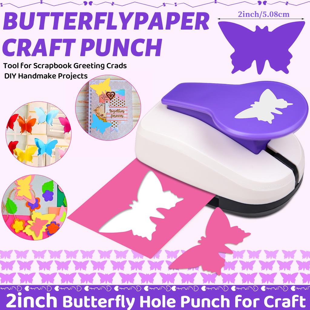 Paper Cutter for Crafts Hole Punch Puncher Punches Tool 50mm 2 Inch Butterfly Shapes Hole for Card Making Custom Scrapbooking
