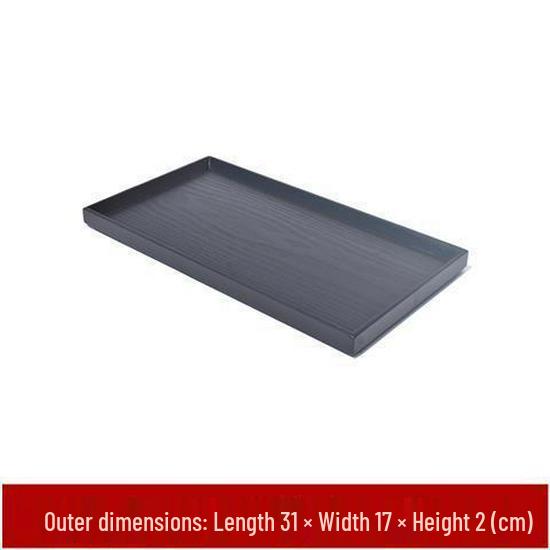 Rectangular Japanese Black Wooden Serving Tray - Solid Wood Plate for Dinner, Tea, or Water Cups. Perfect for Retro Restaurant Decor.