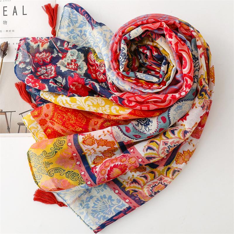 Ευρωπαϊκό και Αμερικανικό Ρετρό Τοτέμ Αντιθετικό Φουλάρι Καλοκαίρι Νέο Αντηλιακό Αντιθετικό Σάλι Γυναικείο