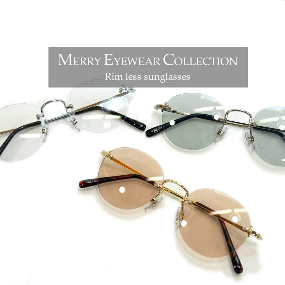 [MERRY PLEASURE] Sunglasses for Men and Women, UV Protection, Rimless, Oval Shape, Ultra-Lightweight (Weight 20g), Tinted Lenses, SILVER×Lt.SMOKE