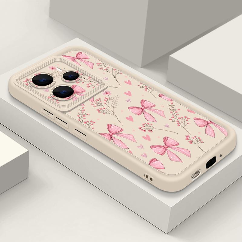 Pink Bowknots Floral Pattern Case For Xiaomi 14T 13T 11T Pro Funda Redmi Note 14 13 Pro 5G 4G 12 11 Shockproof Bumper Silicone Cover